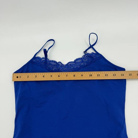 EXPRESS Lace Trim Bra Cami Tank Top Size M Blue Stretch Romantic Preppy Y2K - Picture 5 of 6